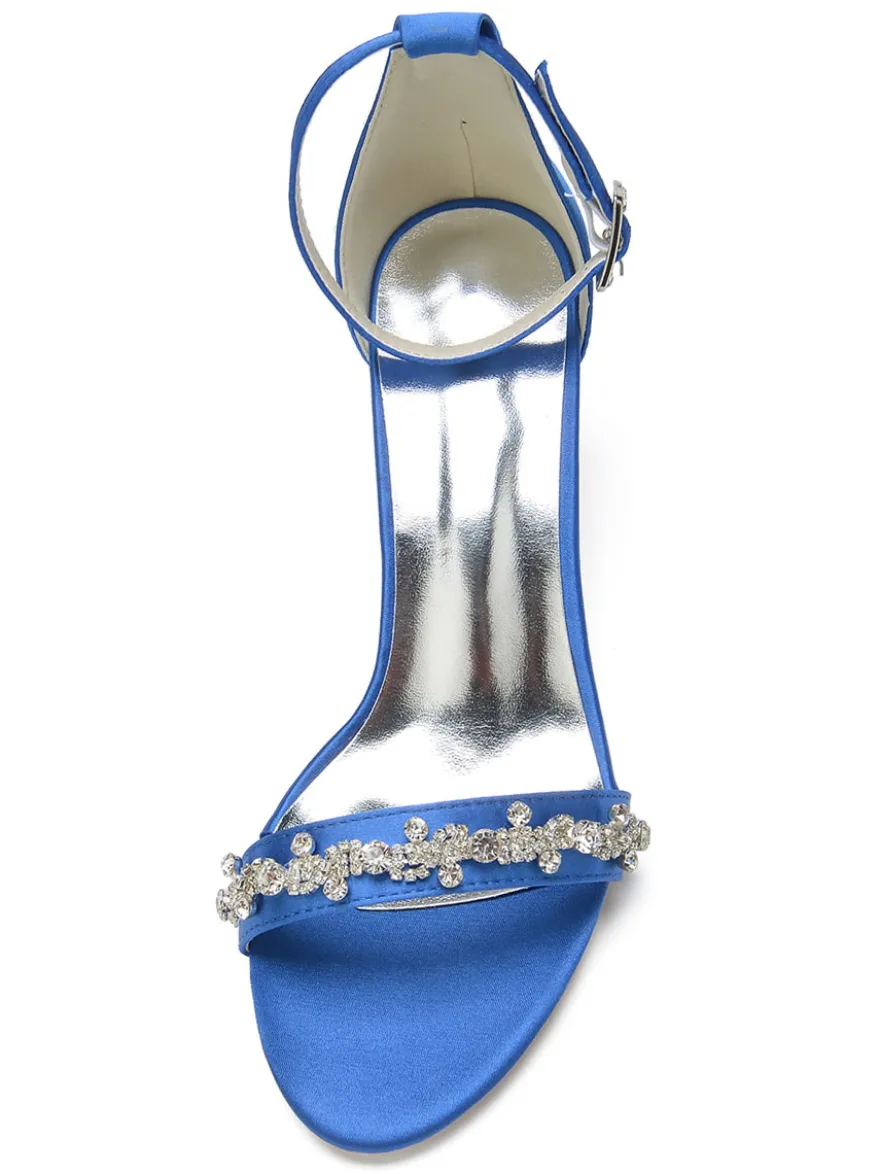 Chaussures de Mariages à Talons Hauts Femme avec Bout Ouvert à Lacets Unicolore