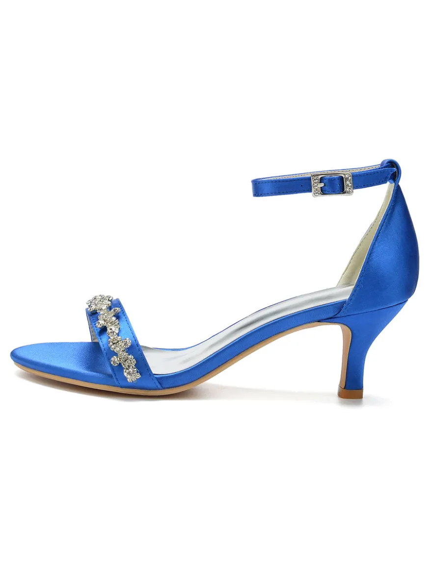 Chaussures de Mariages à Talons Hauts Femme avec Bout Ouvert à Lacets Unicolore