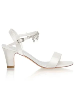 Chaussures de Mariage à Talons Hauts Femme avec Bout Ouvert Unicolore en Cuir Synthétique