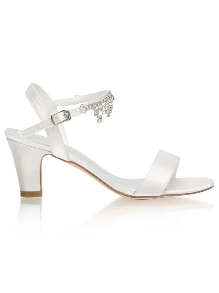Chaussures de Mariage à Talons Hauts Femme avec Bout Ouvert Unicolore en Cuir Synthétique