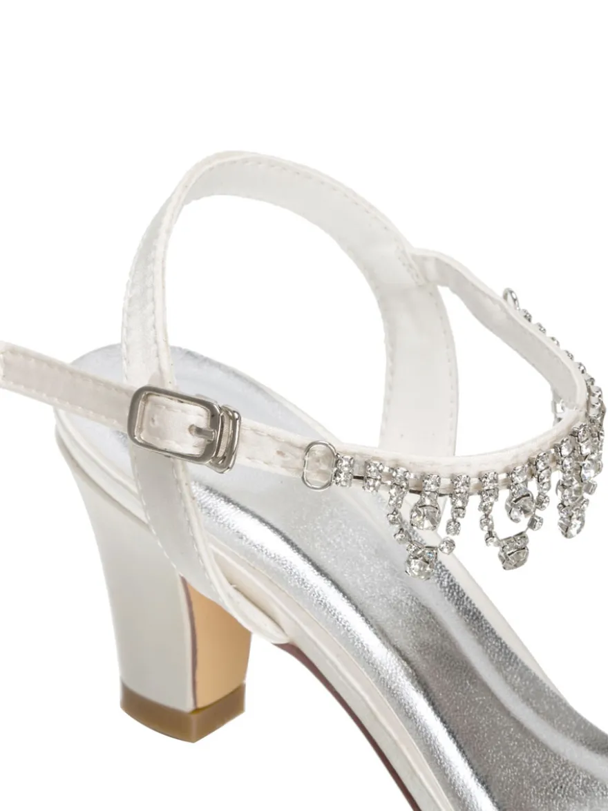 Chaussures de Mariage à Talons Hauts Femme avec Bout Ouvert Unicolore en Cuir Synthétique