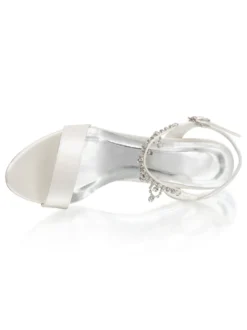 Chaussures de Mariage à Talons Hauts Femme avec Bout Ouvert Unicolore en Cuir Synthétique