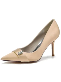 Chaussures de Mariage à Talons Hauts Femme avec Bout Pointu en Paillettes Unicolore