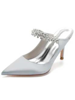 Chaussures de Mariage à Talons Hauts Femme avec Bout Pointu en Paillettes Unicolore