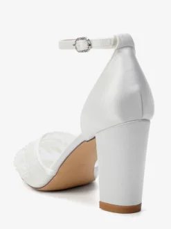 Chaussures de mariage à talons carrés bout pointu talons hauts perlés