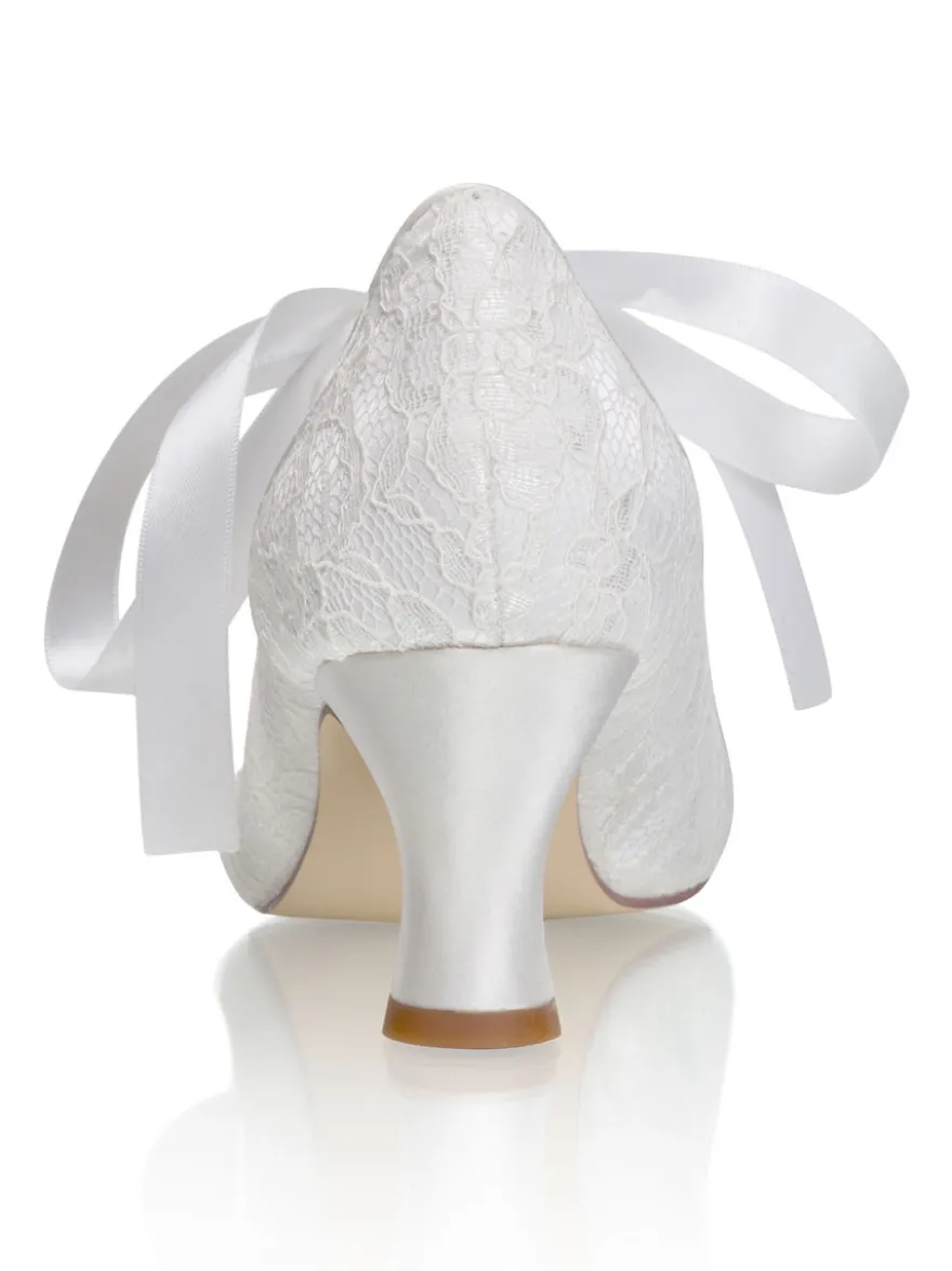 Chaussures de mariage vintage chaussures de mariée bout rond talon chaton