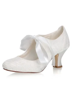 Chaussures de mariage vintage chaussures de mariée bout rond talon chaton