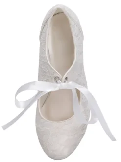 Chaussures de mariage vintage chaussures de mariée bout rond talon chaton