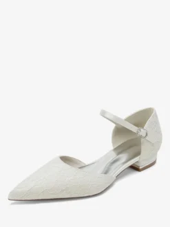 Chaussures de mariée Ballerines de mariée à bout pointu brodées