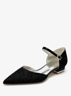 Chaussures de mariée Ballerines de mariée à bout pointu brodées