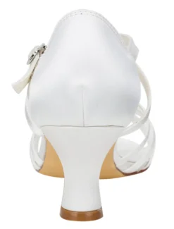 Chaussures de mariée Ivoire soie talon évasé Criss Cross bouclée sandales de mariage