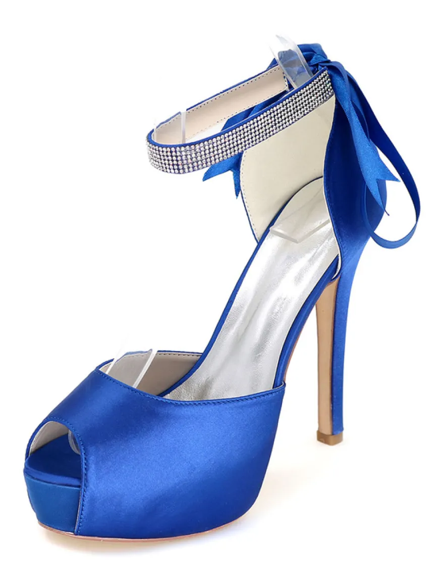 Chaussures de mariée ivoire talon haut bout ouvert boucle réglable