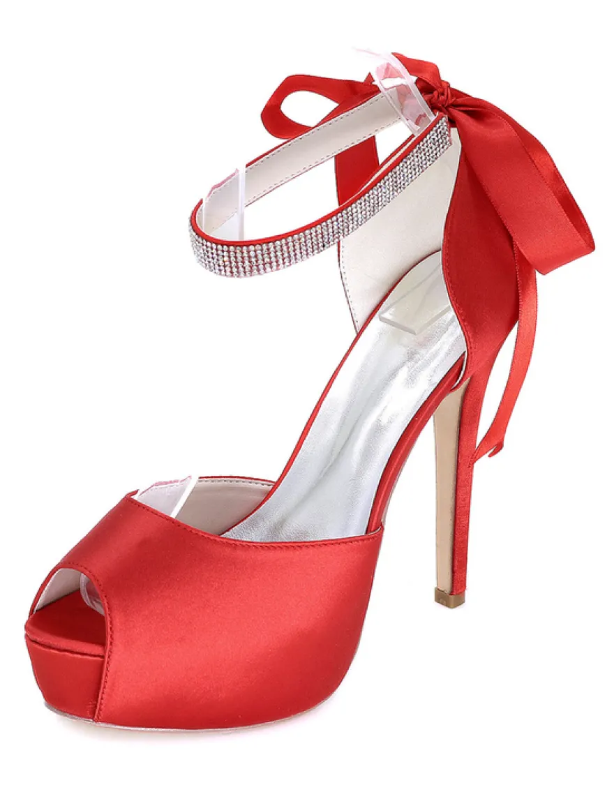 Chaussures de mariée ivoire talon haut bout ouvert boucle réglable