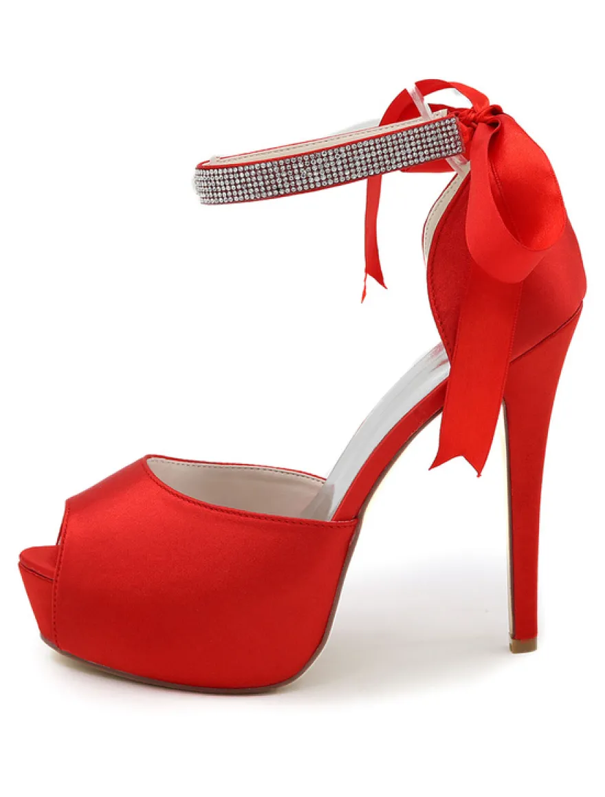 Chaussures de mariée ivoire talon haut bout ouvert boucle réglable