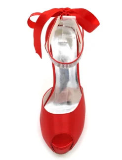Chaussures de mariée ivoire talon haut bout ouvert boucle réglable