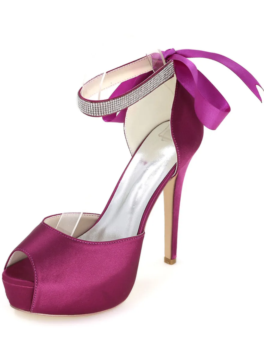 Chaussures de mariée ivoire talon haut bout ouvert boucle réglable