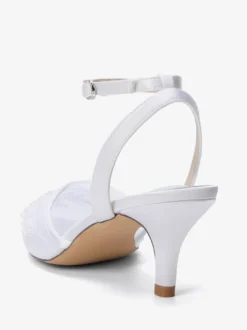 Chaussures de mariée à petits talons bout pointu en dentelle bride cheville