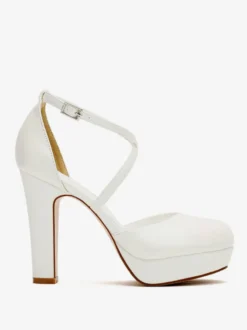Chaussures de mariée plateforme talon haut boucle réglable