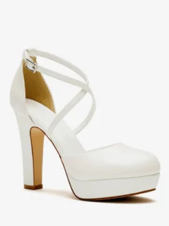 Chaussures de mariée plateforme talon haut boucle réglable