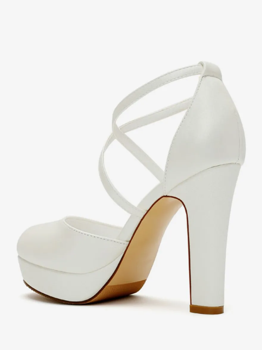 Chaussures de mariée plateforme talon haut boucle réglable