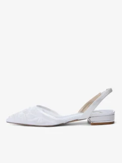 Chaussures de mariée plates en dentelle à bout pointu à enfiler