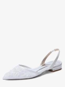 Chaussures de mariée plates en dentelle à bout pointu à enfiler