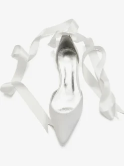 Chaussures de mariée plates ivoire à lacets bout pointu