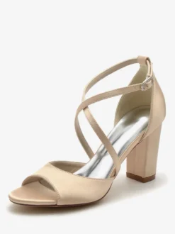 Chaussures de Mariées Femme avec Bout Ouvert Unicolore