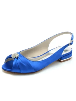 Chaussures de Mariées Femme en Satin avec Bout Ouvert en Paillette Unicolore