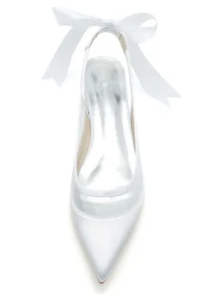 Chaussures de Mariées Transparentes Femme Bout Pointu Unicolore avec Nœud