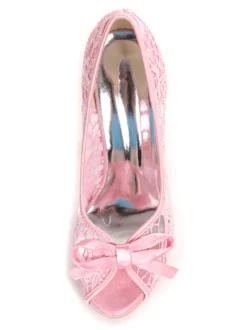 Chaussures de mariée à talons aiguilles en dentelle blanche