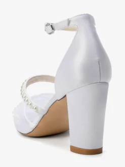 Chaussures de mariée à talons compensés bout pointu perles talons hauts