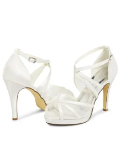 Chaussures de Mariée Transparentes Mariage à Talons Hauts Bout Rond Unicolore Vintage