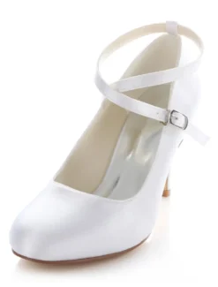 Chaussures de mariée vintage talon haut boucle réglable