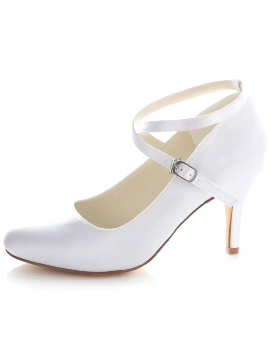 Chaussures de mariée vintage talon haut boucle réglable