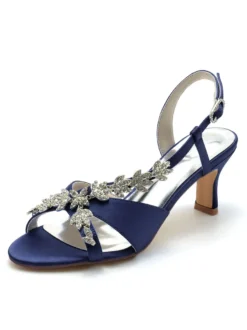 Chaussures de Mariés à Talons Hauts avec Bout Ouvert en Cuir Synthétique Unicolore