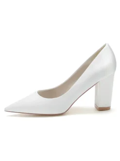 Chaussures de Mariés à Talons Hauts avec Bout Pointu en Cuir Synthétique Unicolore