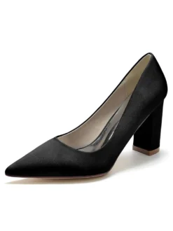 Chaussures de Mariés à Talons Hauts avec Bout Pointu en Cuir Synthétique Unicolore