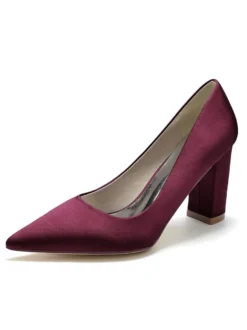 Chaussures de Mariés à Talons Hauts avec Bout Pointu en Cuir Synthétique Unicolore