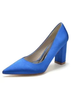 Chaussures de Mariés à Talons Hauts avec Bout Pointu en Cuir Synthétique Unicolore