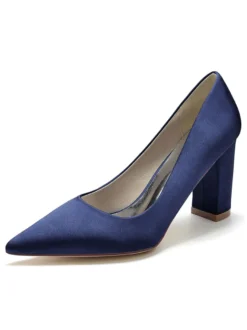 Chaussures de Mariés à Talons Hauts avec Bout Pointu en Cuir Synthétique Unicolore