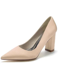 Chaussures de Mariés à Talons Hauts avec Bout Pointu en Cuir Synthétique Unicolore
