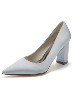 Chaussures de Mariés à Talons Hauts avec Bout Pointu en Cuir Synthétique Unicolore