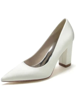 Chaussures de Mariés à Talons Hauts avec Bout Pointu en Cuir Synthétique Unicolore