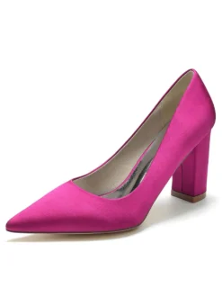 Chaussures de Mariés à Talons Hauts avec Bout Pointu en Cuir Synthétique Unicolore