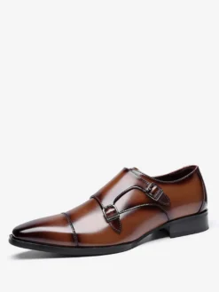 Chaussures de moine pour hommes chaussures de qualité à bout carré avec boucle et sangle de moine chaussures de bal et de mariage