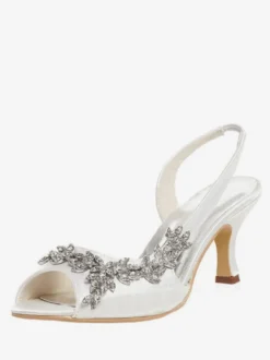 Chaussures de Mère de Mariée 2026 Violet Bout Ouvert Strass Slingbacks Chaussures de Mariage Talon de Chaton Chaussures de Mariée