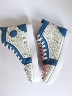 Chaussures de skate plates bleues pour hommes baskets montantes avec pointes chaussures de soirée décontractées pour bal de fin d'année