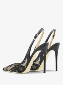 Chaussures de soirée en dentelle blanches à bout pointu et talon haut