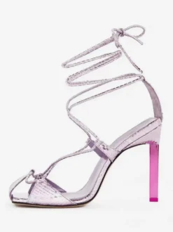 Chaussures de soirée en satin bleu à lacets chaussures sandales à talons hauts pour femmes